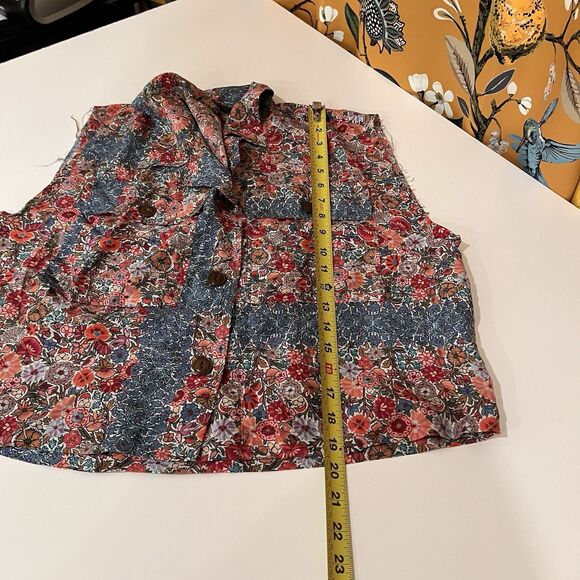 Anthropologie Burning Torch Sleeveless Top Floral Patchwork Silk Distressed Sz S - Picture 8 of 8